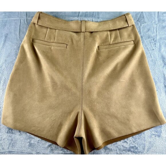 Banana Republic Vegan Suede Shorts Women’s Size 16 Iced Latte High Waist Camel - Picture 13 of 15